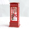 Christmas decoration red telephone booth with snowman figurine and gift box - Red-Empty-Snowman