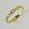 Elegant gold chain-link bracelet with sparkling white rhinestones on white background - 14K Square Link / Gold