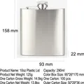 Classic 10oz portable stainless steel hip flask with a brushed silver finish and screw cap - 10oz Silver Plastic Cap (290ml)