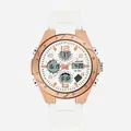 Sanda dual display sports watch with white silicone strap and rose gold metal case - 6062 White Rose Gold Women's