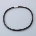 Dark brown braided leather bracelet with a polished silver magnetic clasp closure - Style A-6mm Brown Cord-Silver Clasp-Necklace