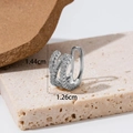 Vue détaillée du clip d'oreille papillon en argent avec micro-pavage de zircon et dimensions - 1# Argent (Zirconium Multi-couches)