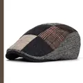 Gorra retro de estilo patchwork con texturas de espiga en gris y café y diseño vintage - Talla Única (54-58CM) / Patchwork