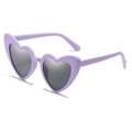 Occhiali da sole a cuore alla moda con montatura lilla e lenti grigio scuro - Montatura Viola Verniciata Lenti Grigio Nero