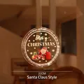 21cm LED round Christmas hanging light featuring Santa Claus and golden Merry Christmas text - Santa Claus