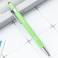 Grass green 2-in-1 capacitive stylus and retractable ballpoint pen with silver clips - Light Green (Painted)