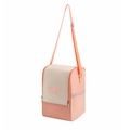 Borsa termica rosa e beige con tracolla regolabile e tasche a rete per il pranzo - Rosa