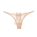 String en dentelle chair avec motif floral, bordure cil et nœud satin élégant - XL / Rose Peau