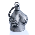 Vintage roestvrijstalen motorfiets bel hanger met uniek vrouwelijk figuurontwerp - Vrouwelijke Torso Bel Met Sleutelring / Antiek Zilver