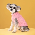 Pink cable knit dog sweater with turtleneck design for small and medium pets - Pink