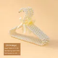 25cm beige pearl pet clothes hanger with a light yellow silk bow for small dogs and cats - 25cm / Beige