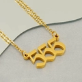 Minimalistische goldene Edelstahlkette mit einem polierten 333 Engel-Zahlenanhänger - 555 (Mit Kette)