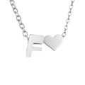 Collana argento personalizzata con ciondolo lettera F e cuore in stile minimalista - F-Acciaio