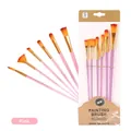 7-piece professional pink handle art brush set for watercolor and acrylic painting - 7Pcs Pink Plastic Handle HB96F / Pink