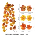 Kunstmatige herfst esdoorn slinger van 200 cm met 52 bladeren voor herfstdecoratie - 26-knoops Y kleurstijl / 2 Meter