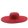 Detail of red wide-brim straw hat showing the intricate woven texture and round sun-cap top - M (56-58cm) / Red