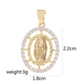 Gold Virgin Mary pendant with white zircon inlay measuring 2.2cm height and 3g weight - White Zirconia Hollow Virgin Mary D2020JB