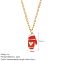 Gold stainless steel necklace with red Christmas mitten pendant and heart detail - Mitten Style (G17)