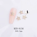 Bijoux d'ongles étoile dorée avec strass AB, taille 8x8,5mm pour nail art 3D - Étoile Or Strass AB (8156)