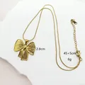 18K gold plated bow pendant snake chain necklace with dimensions and weight specs - Bowknot Style