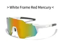 Cycling sunglasses with white frame and red mirrored lenses for sports protection - White Frame Red Mirrored Lens