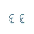 S925 sterling silver crescent moon stud earrings with turquoise micro-pave setting - Moon Style (RHE1021)