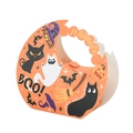 Halloween orange paper gift box with black cat and ghost graphics in a portable design - Orange