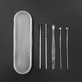 5-piece stainless steel earwax removal kit with portable semi-transparent storage case - 5-Piece Case Set (C12JK)