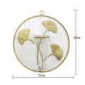Wall-mounted gold metal plant holder with gingko leaves and glass hydroponic test tube - Hydroponic Round / Gold