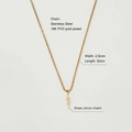 Detailed view of 18K gold plated stainless steel pearl chain with lightning bolt pendant - Gold Chain Zircon Lightning
