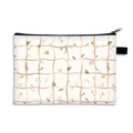 Minimalist watercolor floral print cosmetic pouch with grid pattern and black zipper - EU 23