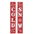 Red Christmas banners featuring Let it SNOW and Baby it's COLD outside text on fabric - XS-03 Red Snowflake Let It Snow