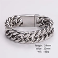 Dettaglio del bracciale a catena cubana in acciaio inossidabile argento con misure - 22mm / Color Acciaio