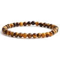 Minimalist natural Tiger Eye stone beaded bracelet with 4mm brown round gemstone beads - Tiger's Eye