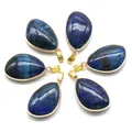 Lapis lazuli teardrop pendants with gold metal edging, set of 6 in deep blue finish - Lapis Lazuli (Single)