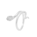 Schlangenring in Silberoptik mit diamantbesetztem Kopf und verstellbarem Design - Silber (Weiß K K-639)