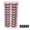 Set of 10 pairs DSD09 thick voluminous false eyelashes with criss-cross pattern - DSD09 (Pink)