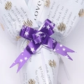 Purple pull bow ribbon with white star pattern for gift wrapping and holiday decoration - Purple with Black Stars