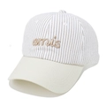 Detalle de gorra a rayas con bordado 3D amis y costuras en la visera beige - M (56-58cm) / Beige a Rayas