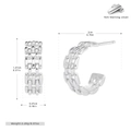 Guía de dimensiones detallada de los pendientes de aro de plata de ley 925 con eslabones - Plata 925 chapada en oro blanco