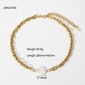 Detailed size parameters and weight for 18K gold plated stainless steel pearl necklace - Gold