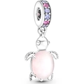 Schildkröten-Anhänger mit rosa Opal und bunten Kristallen für DIY-Armbänder - Rosa - Emaille Stil