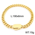 Flat Cuban link bracelet in 18k gold-plated stainless steel with rectangle clasp 190mm - Gold 6mm Wide (KB164526-Z)