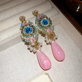 Orecchini vintage in stile palazzo con pietre blu e pendenti a goccia in resina rosa - 66# Perno in Argento Oro Rosa Etnico
