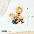 Golden travel pendant featuring a blue glitter globe and paper airplane charm set - Gold Glitter Globe Paper Plane Style (SMP53378)
