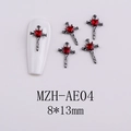 Detailansicht von Gothic-Nagelanhängern mit Kreuz und rotem Herz-Zirkon 8x13mm Größe - Rotes Herz Kreuz (AE04) / 8*13mm