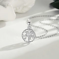 Collana Albero della Vita in argento sterling 925 con zirconi trasparenti e catena a O - Oro Bianco