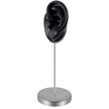 Black silicone ear model with silver metal stand for jewelry earring display - Left Ear / Black