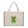 Linen canvas tote bag featuring floral butterfly letter X print on a white background - Floral Letter X