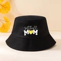 Dettaglio cappello alla pescatora nero in cotone con stampa cuore softball mom gialla - Taglia unica / Nero
